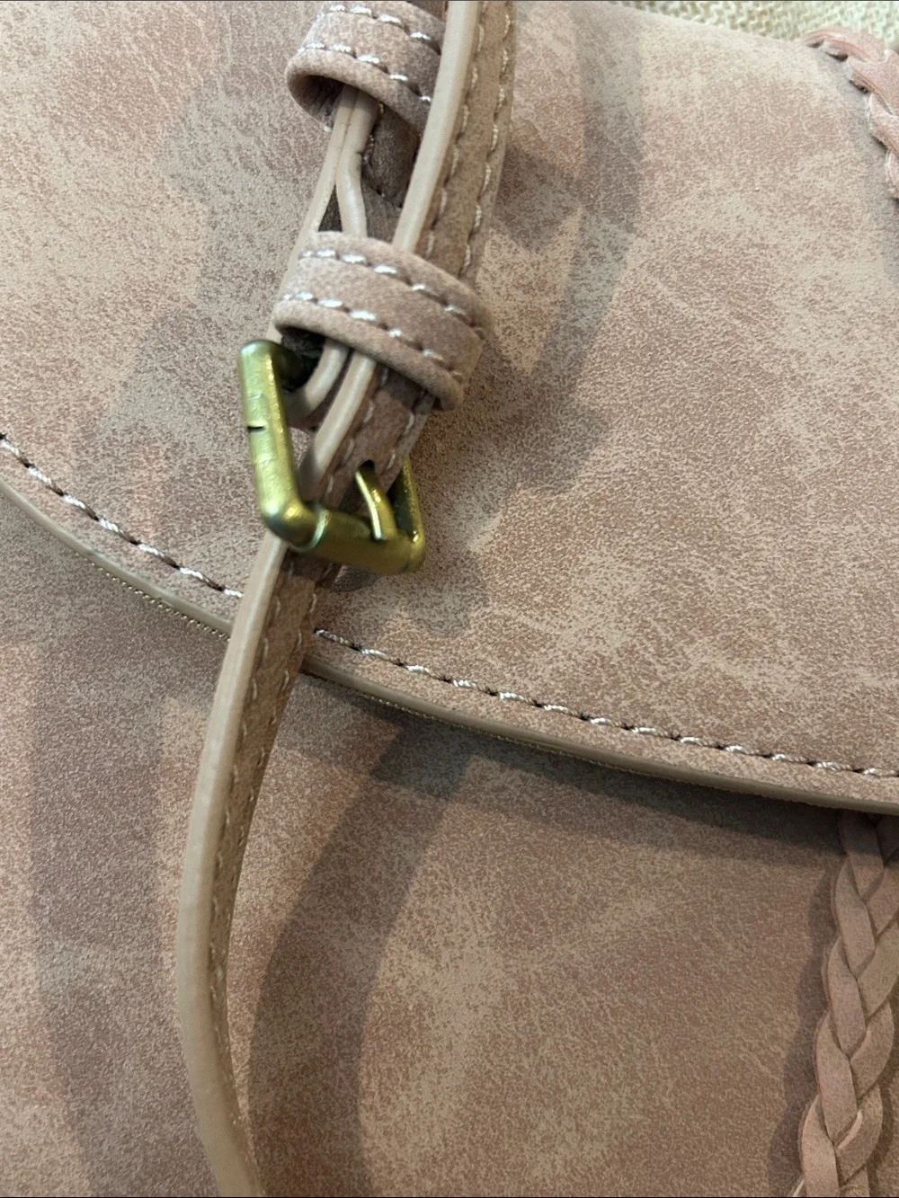 Anthropologie Envelope Suede Crossbody Boho Tassel Bag Pink